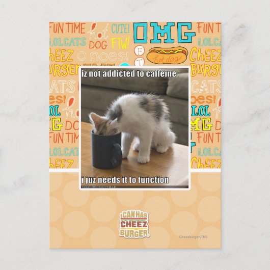 Carte Postale N'est pas accro à la caféine (Devant)