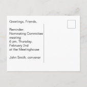 Carte Postale N'est pas allé à la réunion du comité. (Dos)