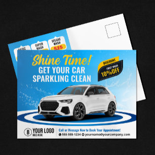 Carte Postale Nettoyage Auto Blue Car Wash Détails de Voiture Ne