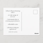 Carte Postale Nettoyage de la maison Publicité d'entreprise dome (Dos)