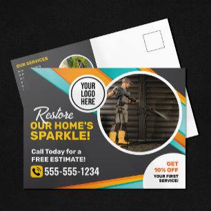 Carte Postale Nettoyage de maison par lavage sous pression Servi