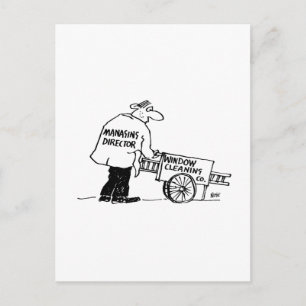 Carte Postale Nettoyeur de vitres avec chariot de nettoyage de v