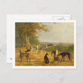 Carte Postale Neuf lévriers dans un paysage (huile sur la toile) (Devant / Derrière)