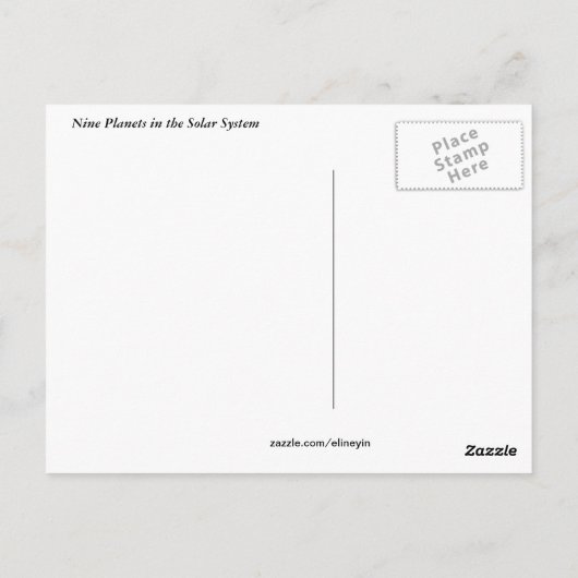 Carte Postale Neuf planètes dans le système solaire (Dos)