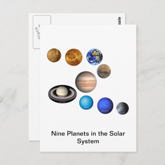 Carte Postale Neuf planètes dans le système solaire (Devant / Derrière)