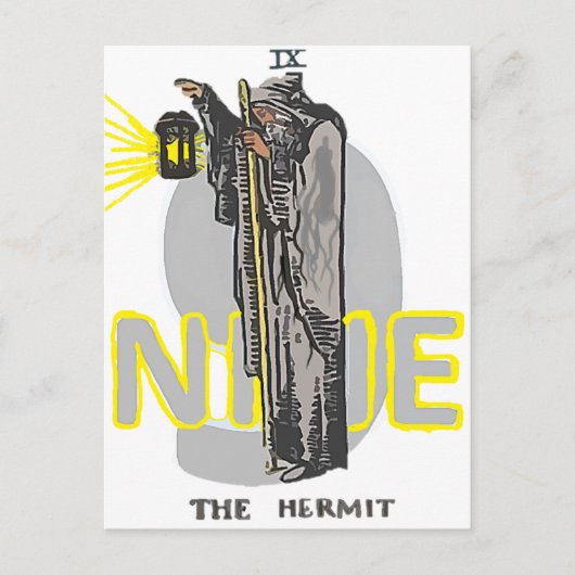 CARTE POSTALE NEUF TAROT HERMIT (Devant)