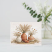 Carte Postale Neutral Boho Terracotta Vase Dried Botanical  (Debout devant)