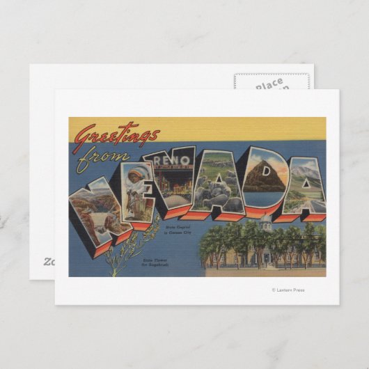 Carte Postale Nevada (Capitale d'Etat/Fleur) (Devant / Derrière)