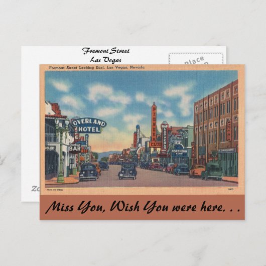 Carte Postale Nevada, Fremont Street, Las Vegas (Devant / Derrière)