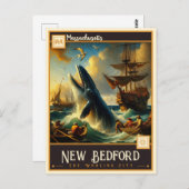 Carte Postale New Bedford, Massachusetts | VINTAGE (Devant / Derrière)