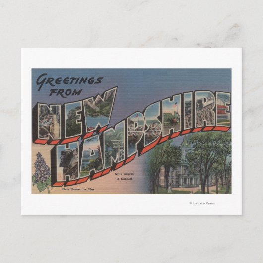 Carte Postale New Hampshire (Capitale d'Etat/Fleur) (Devant)