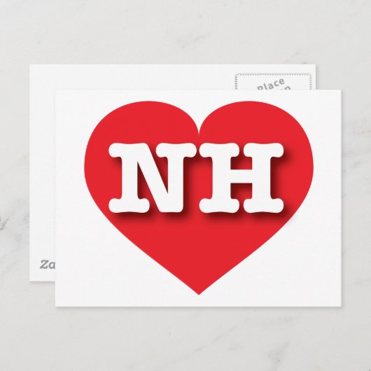 Carte Postale New Hampshire Red Heart - J'aime NH (Devant / Derrière)