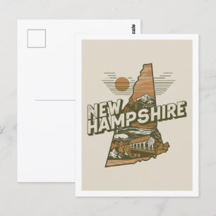 Carte Postale New Hampshire Retro Voyage Design Iconique États-U