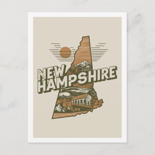 Carte Postale New Hampshire Retro Voyage Design Iconique États-U (Devant)