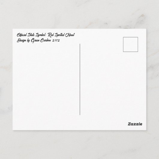 Carte Postale New Hampshire State Symbol Red Spotted Newt Orange (Dos)