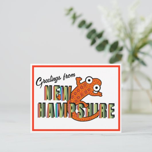 Carte Postale New Hampshire State Symbol Red Spotted Newt Stripe (Debout devant)