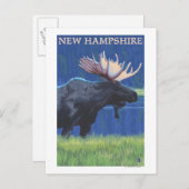 Carte Postale New HampshireMoose au clair de lune (Devant / Derrière)