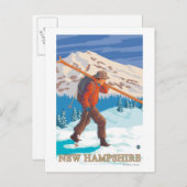 Carte Postale New HampshireSkier transportant des skis (Devant / Derrière)