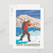 Carte Postale New HampshireSkier transportant des skis (Devant / Derrière)