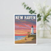 Carte Postale New Haven Connecticut Lighthouse Sunset (Debout devant)
