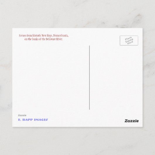 Carte Postale New Hope, Pennsylvanie (Dos)