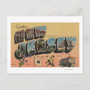 Carte Postale New Jersey (Capitale Nationale/Fleur/Oiseau)