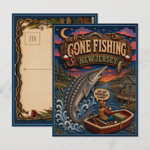 Carte Postale New Jersey Gone Fishing Esturgeon Atlantique