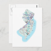 Carte postale New Jersey Interstate Map (Devant / Derrière)