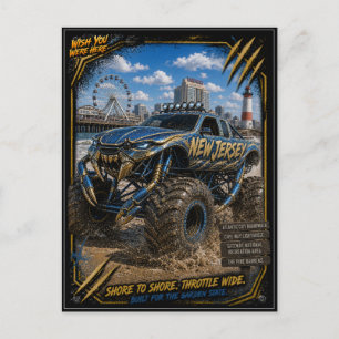 Carte Postale New Jersey Monster Truck Art Tout Terrain