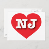 Carte Postale New Jersey Red Heart - J'aime NJ (Devant / Derrière)