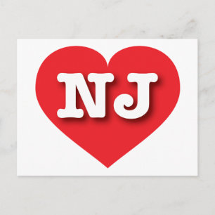 Carte Postale New Jersey Red Heart - J'aime NJ