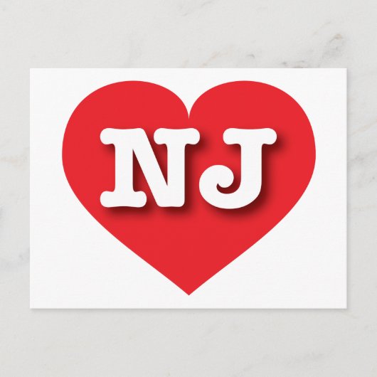 Carte Postale New Jersey Red Heart - J'aime NJ (Devant)