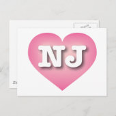 Carte Postale New Jersey rose Fade Heart - J'aime NJ (Devant / Derrière)