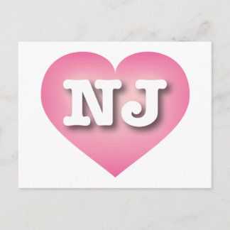 Carte Postale New Jersey rose Fade Heart - J'aime NJ