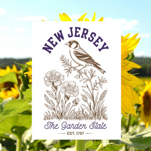 Carte Postale New Jersey The Garden State Établ. 1787 Oiseau