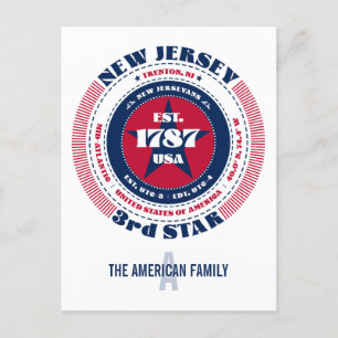 Carte Postale New Jersey, Trenton NJ, Monogramme patriotique