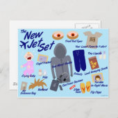 Carte Postale New Jet Set Funny Air Travel Cartoon Parody (Devant / Derrière)