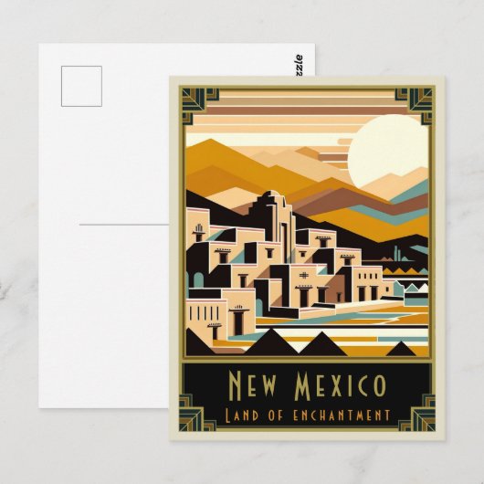 Carte Postale New Mexico | Art déco (Devant / Derrière)