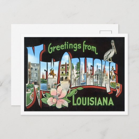 Carte postale New Orleans, Louisiane Big Letters (Devant / Derrière)