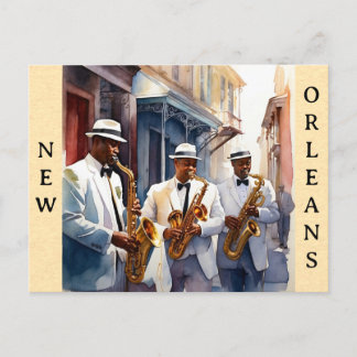 Carte Postale New Orleans Louisiane Jazz Music Watercolor Travel