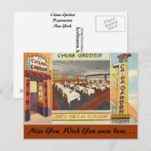 Carte Postale New York, China Garden Restaurant (Devant / Derrière)