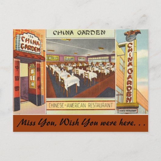 Carte Postale New York, China Garden Restaurant (Devant)