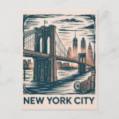Carte Postale New York City Brooklyn Bridge Bold Retro Skyline (Devant)