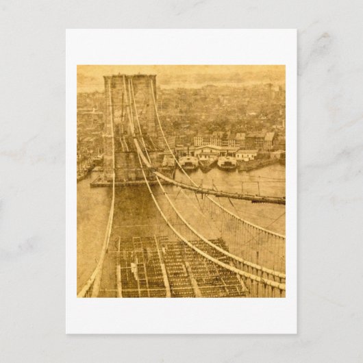 Carte Postale New York City Brooklyn Bridge Construction 1870 (Devant)
