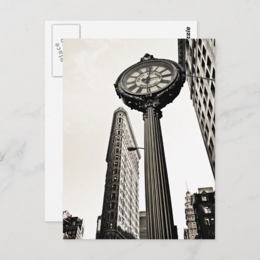 Carte Postale New York City - Flatiron Building and Clock (Devant / Derrière)
