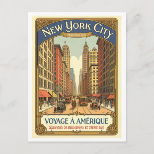 Carte Postale New York City, French Retro Bway & 73rd Unique