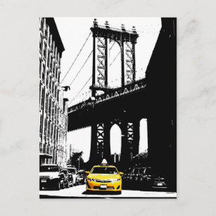 Carte Postale New York City Nyc Yellow Taxi Pop Art