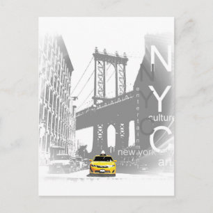 Carte Postale New York City Nyc Yellow Taxi Pop Art