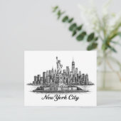 Carte Postale New York City Skyline Line Art Illustration (Debout devant)