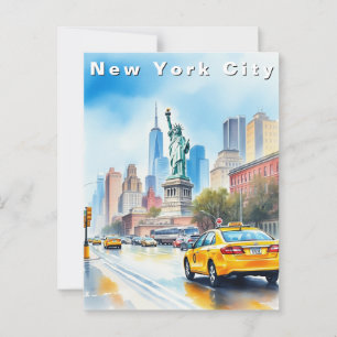 Carte Postale New York City USA Voyage Aquarelle